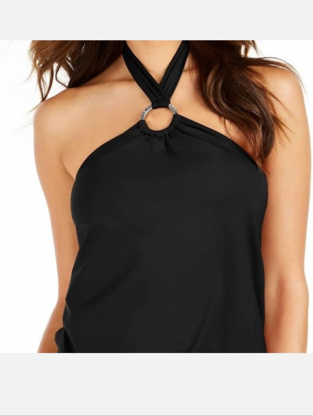 Michael Kors Black Halter Blouson Tankini Top Size M